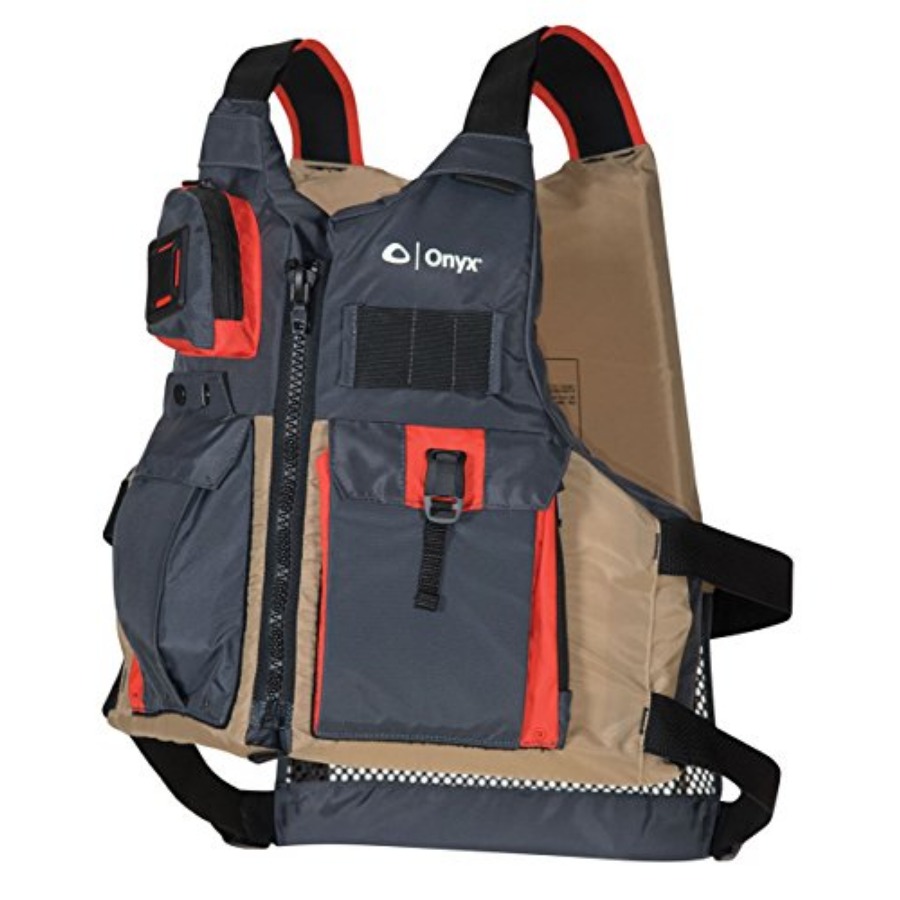 Fishing Kayak Paddle - เสื้อชูชีพสำหรับตกปลาแบบพายเรือคายัค USCGA PFD/เสื้อชูชีพพร้อมกระเป๋าหลายช่อง ดีไซน์พนักพิงสูง และสายรัดปรับได้สำหรับกีฬาพายเรือ