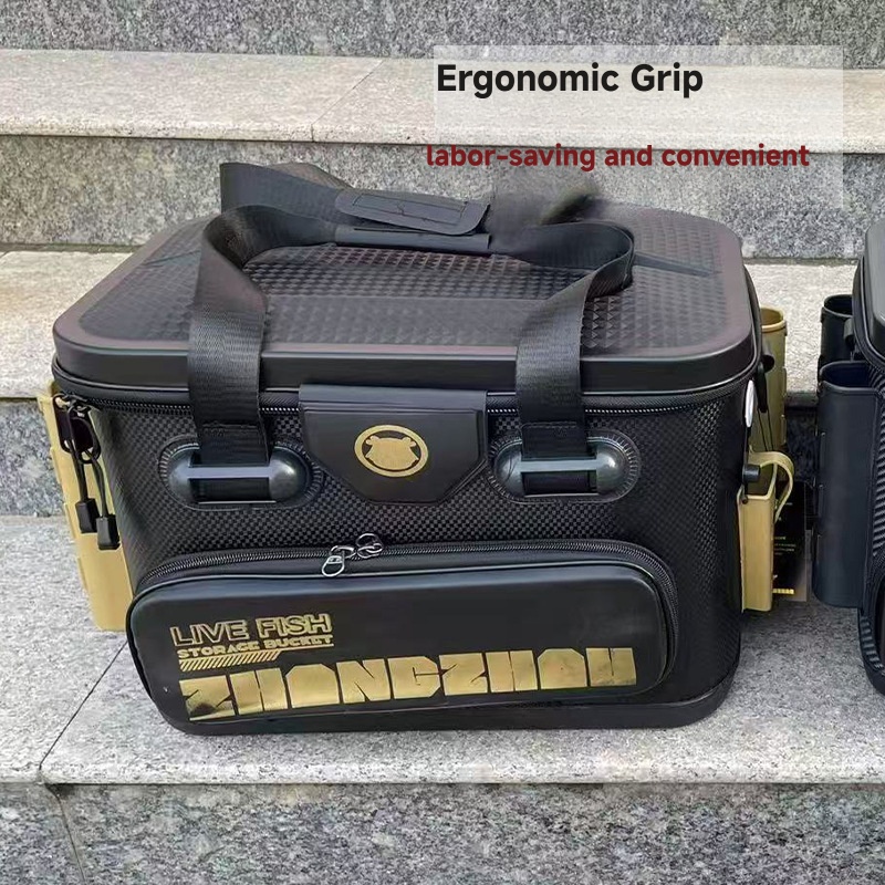 Fishing Kayak Crate - กล่องใส่ปลาแบบพกพา EVA หนาพิเศษ ความจุขนาดใหญ่ อเนกประสงค์ พร้อมช่องใส่เบ็ดตกปลาและลูกปัดหยุดสาย
