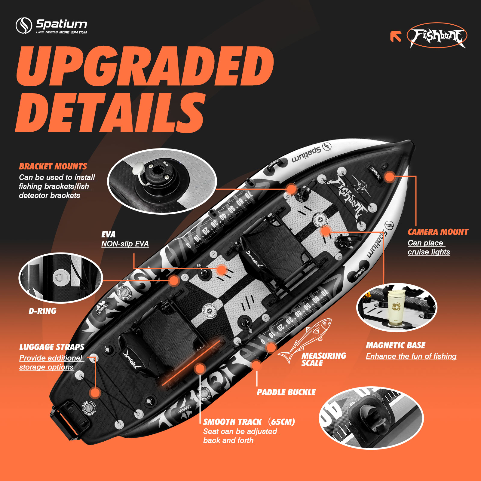 กระดานพายตกปลาแบบเป่าลมสำหรับ  - Fishing Kayak Paddle บทวิจารณ์และราคา